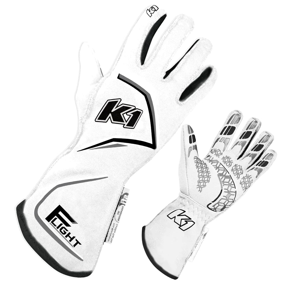 Flight Nomex White Race Gloves