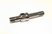 A titanium shock tower stud with a threaded section and a hexagonal head, with a silver finish.